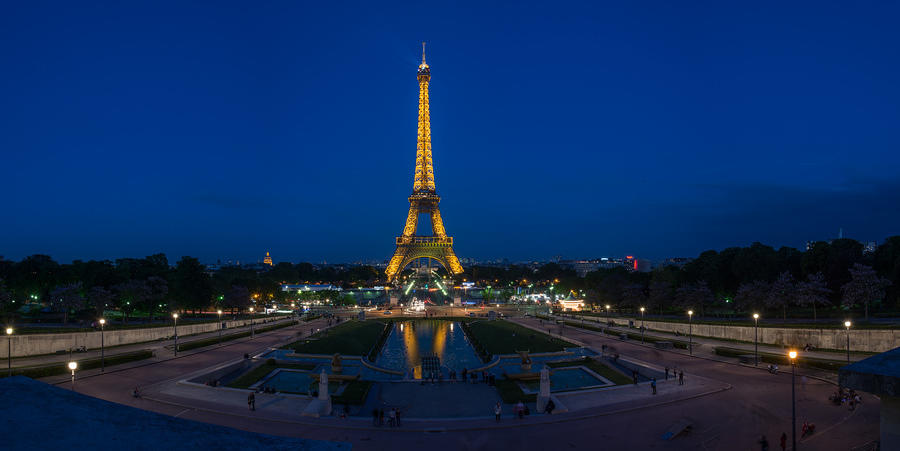 Eiffel Tower Panorama from the Trocadero at Night