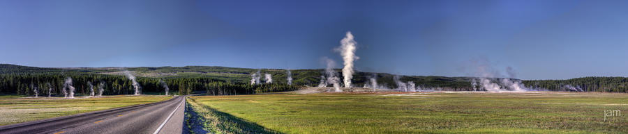 Lower Geyser Basin Early Morning, Yellowstone Panorama