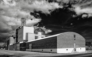 Sunflower Mill under a Cloudy Sky